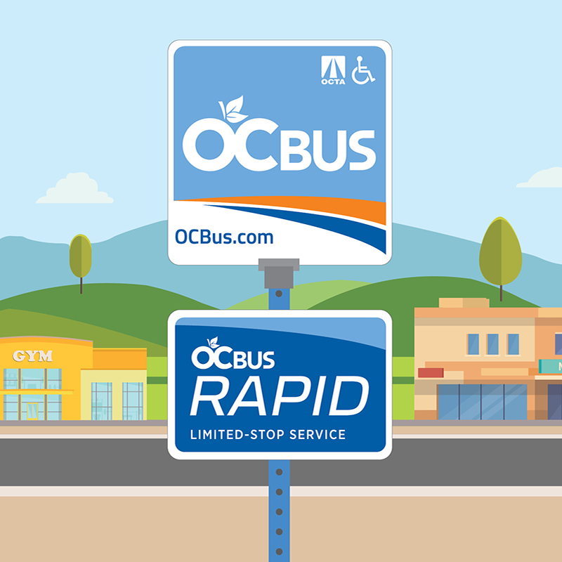 OC Bus Rapid Service Stop Sign