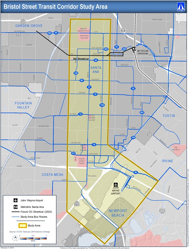 Bristol Street Transit Corridor Study Area map