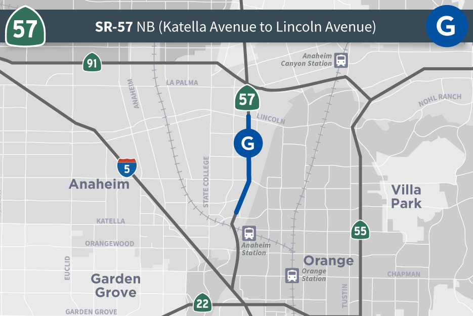 SR-57 (Katella to Lincoln) Map