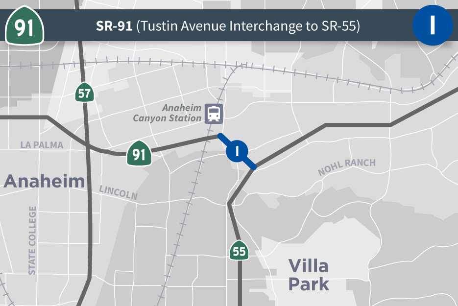 SR-91 (Tustin Interchange to SR-55) Map