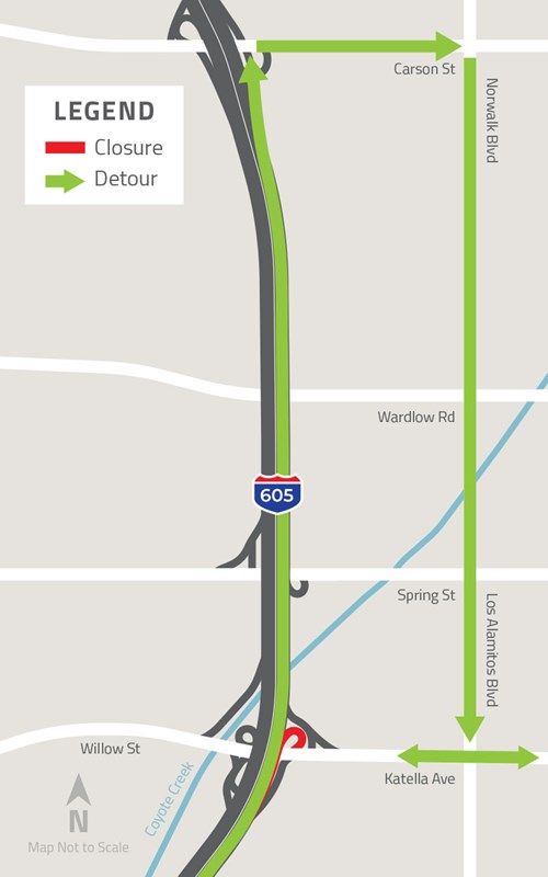 Closure: Northbound I-605 Loop Off-Ramp to Westbound Katella Avenue