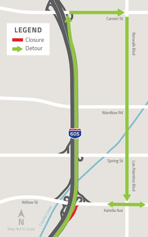 Closure: Northbound I-605 Off-Ramp to Eastbound Katella Avenue