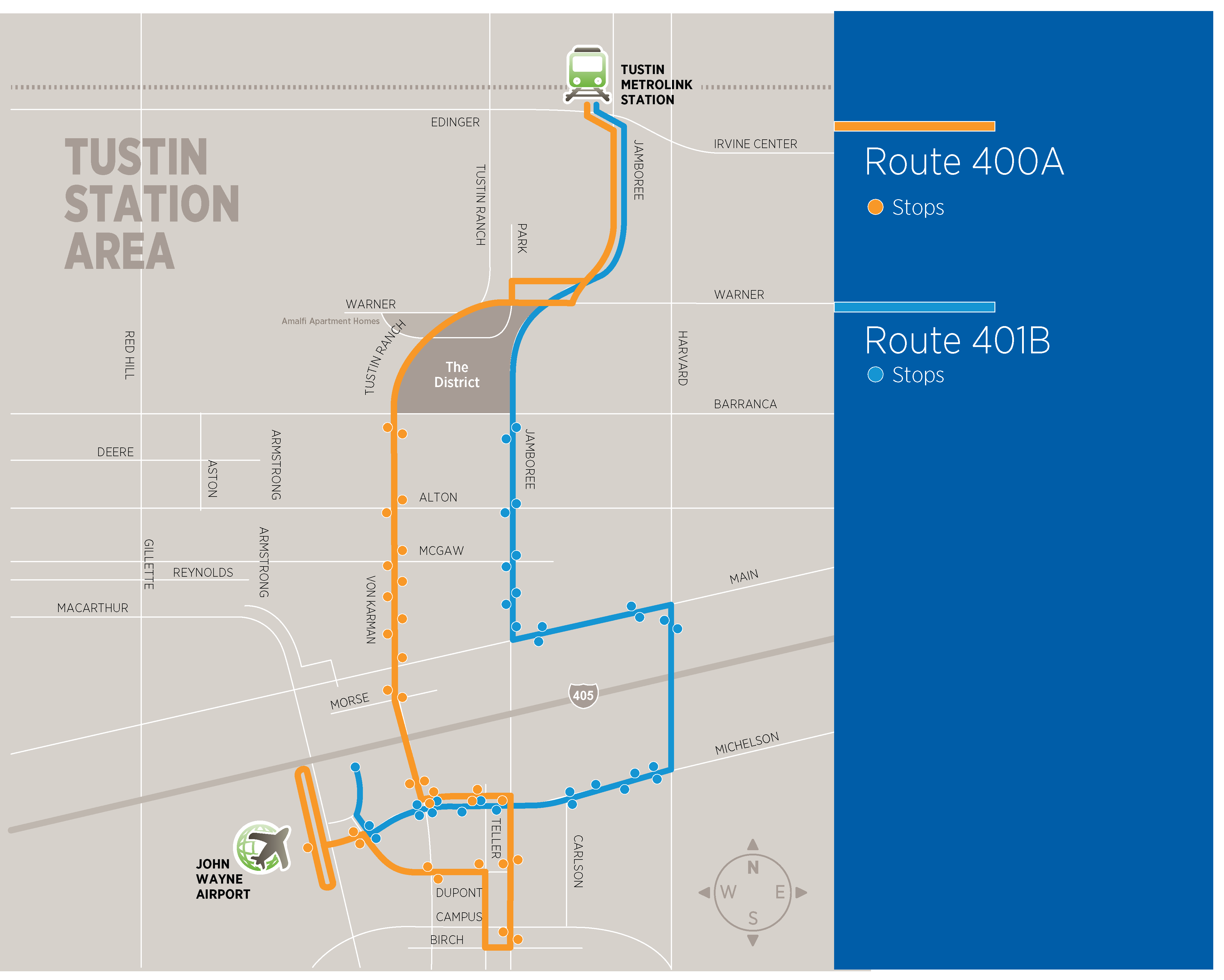 Ishuttle bus service Tustin station map 